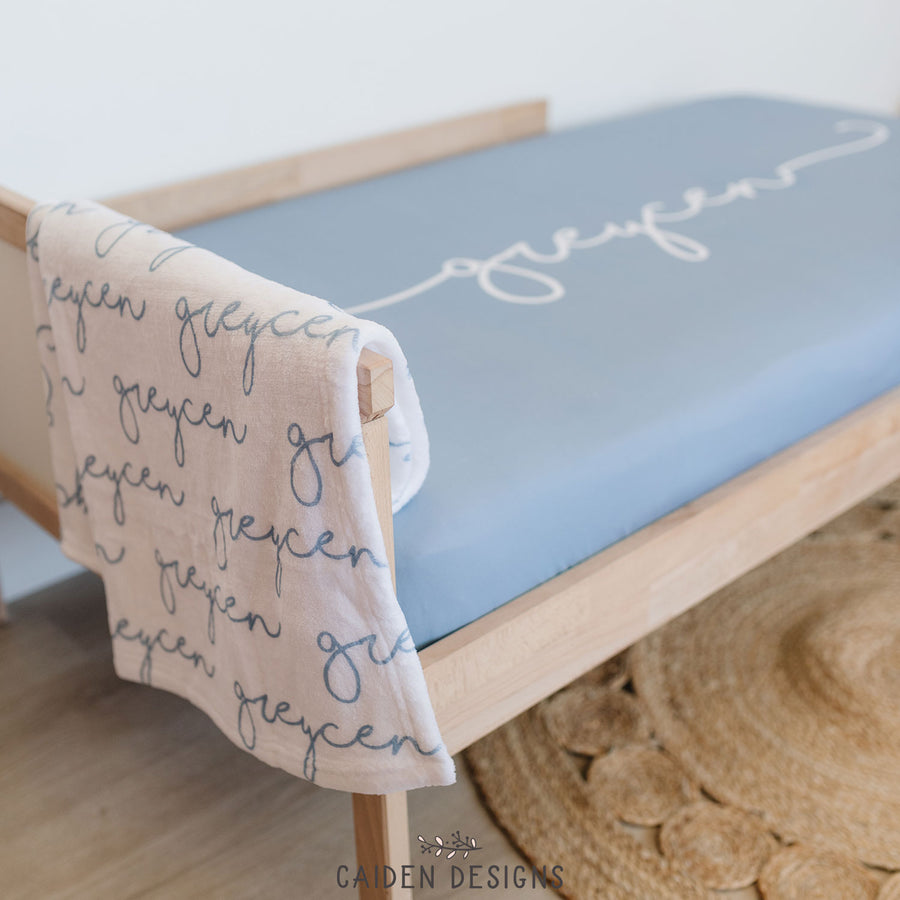 Handwritten Large Name Personalized Crib Sheet