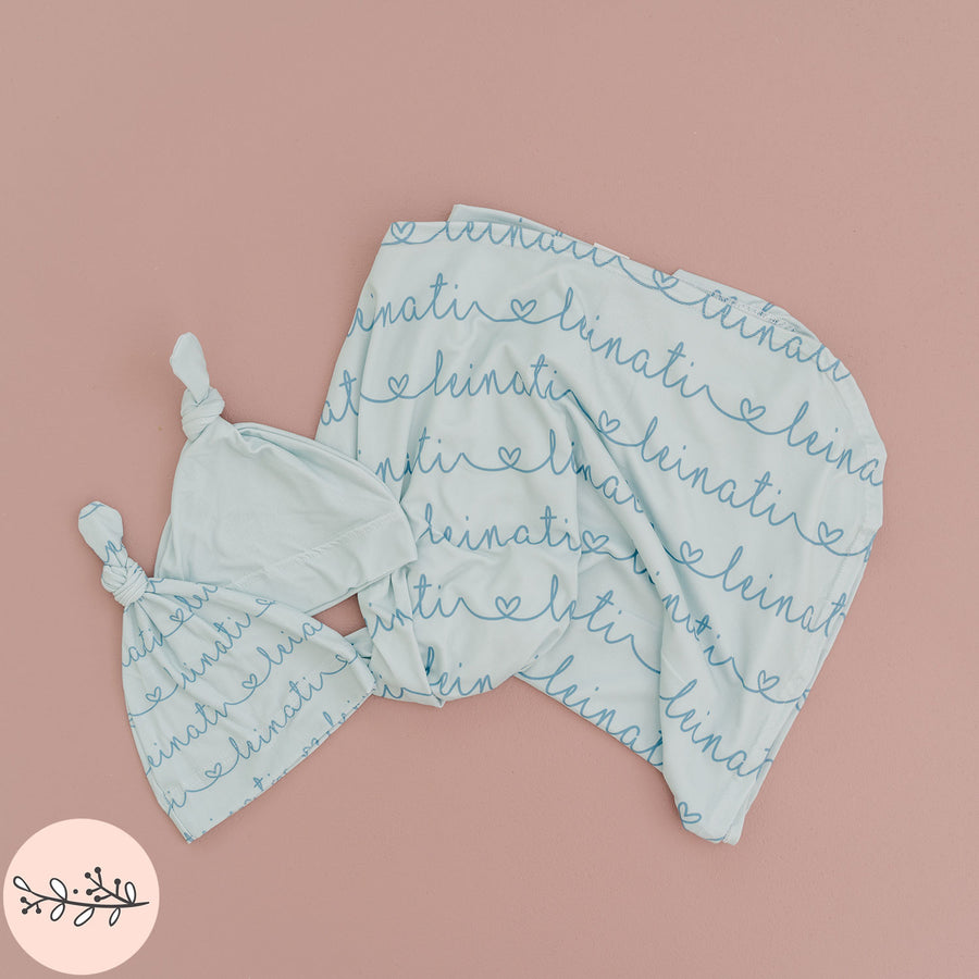 Heart Personalized Name Baby Swaddle Blanket
