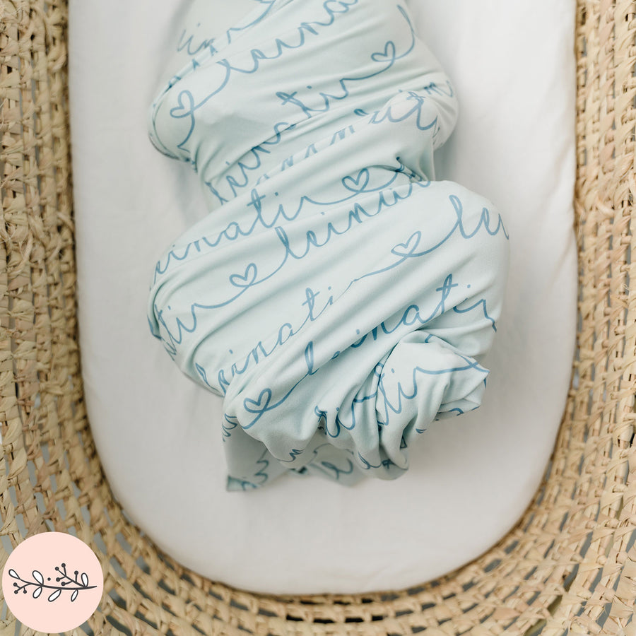 Heart Personalized Name Baby Swaddle Blanket