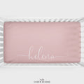 Dusty Pink Script Personalized Crib Sheet