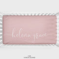Dusty Pink Script Personalized Crib Sheet