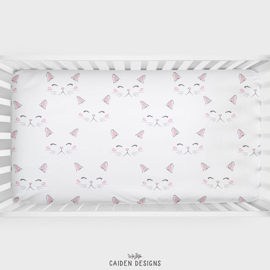 Kitty Face Personalized Crib Sheet