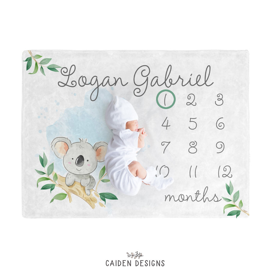 Koala Personalized Baby Milestone Blanket