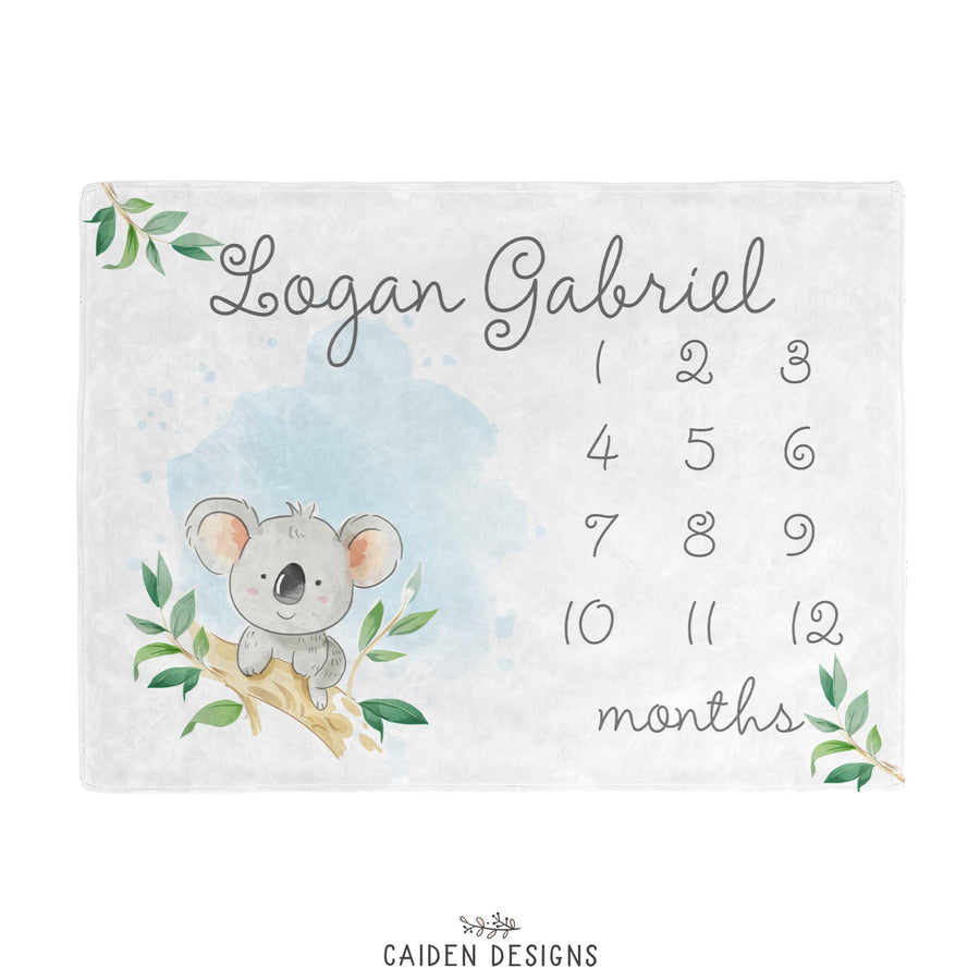 Koala Personalized Baby Milestone Blanket