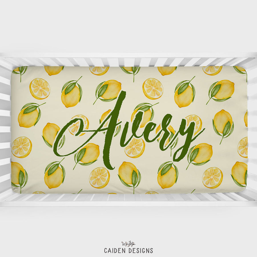 Lemons Personalized Crib Sheet