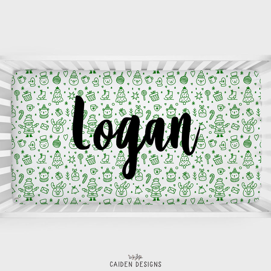 Merry Christmas Personalized Crib Sheet