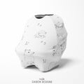 Monochrome Watercolor Woodland Baby Car Seat Cover