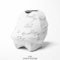 Monochrome Watercolor Woodland Baby Car Seat Cover