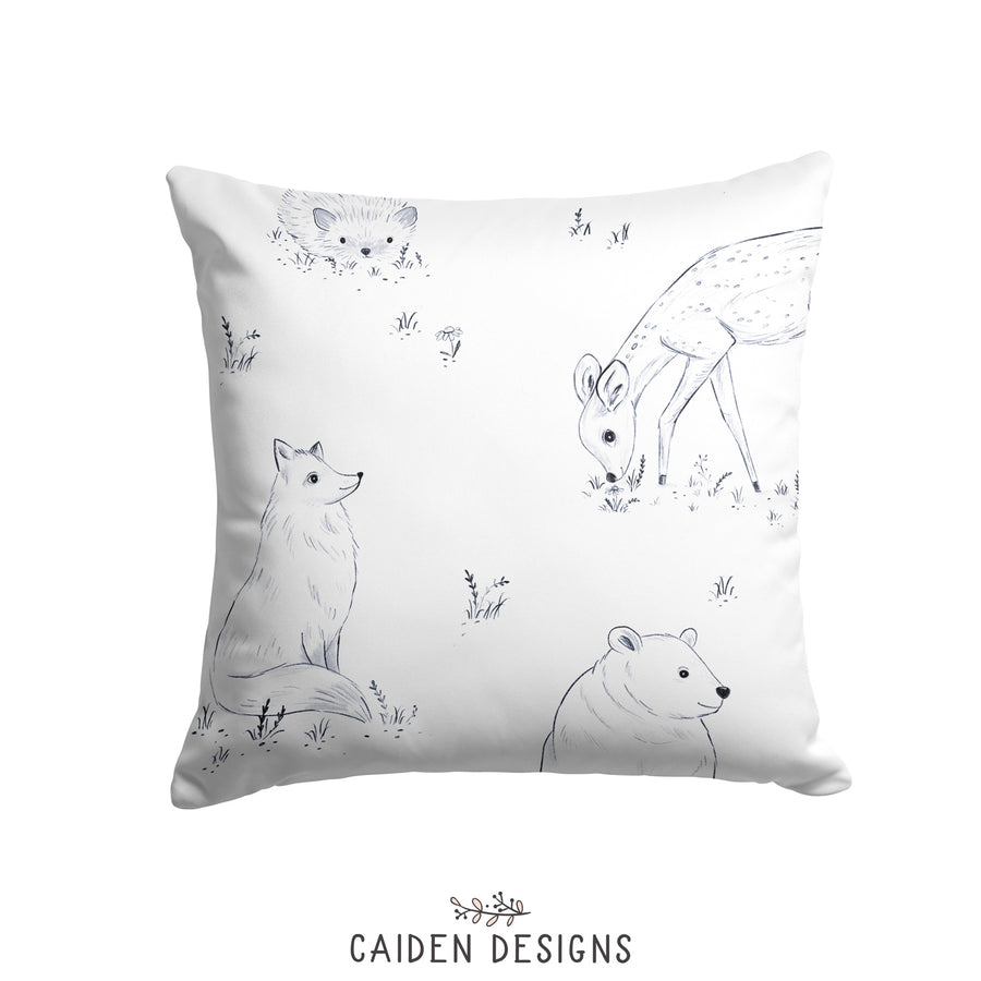 Monochrome Watercolor Deer Personalized Pillow