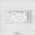 Monochrome Watercolor Polar Bear Personalized Crib Sheet
