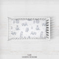 Monochrome Watercolor Polar Bear Personalized Crib Sheet