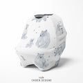 Monochrome Watercolor Polar Bear Baby Car Seat Cover