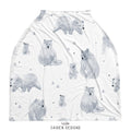 Monochrome Watercolor Polar Bear Baby Car Seat Cover