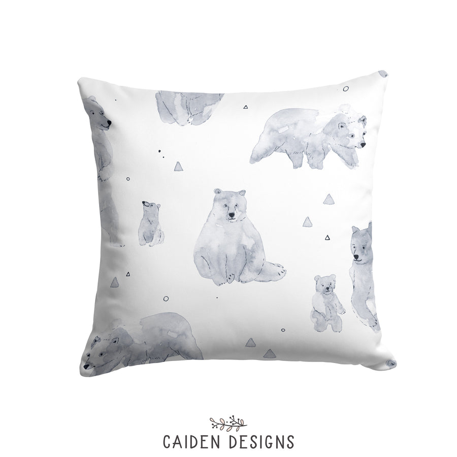 Monochrome Watercolor Mama Bear Personalized Pillow
