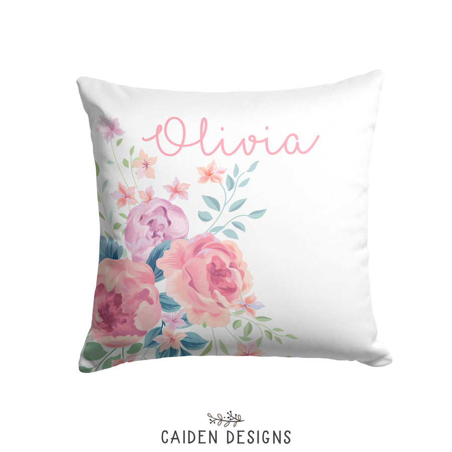 Olivia Floral Personalized Pillow