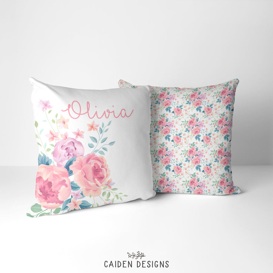 Olivia Floral Personalized Pillow