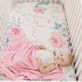 Olivia Floral Personalized Crib Sheet