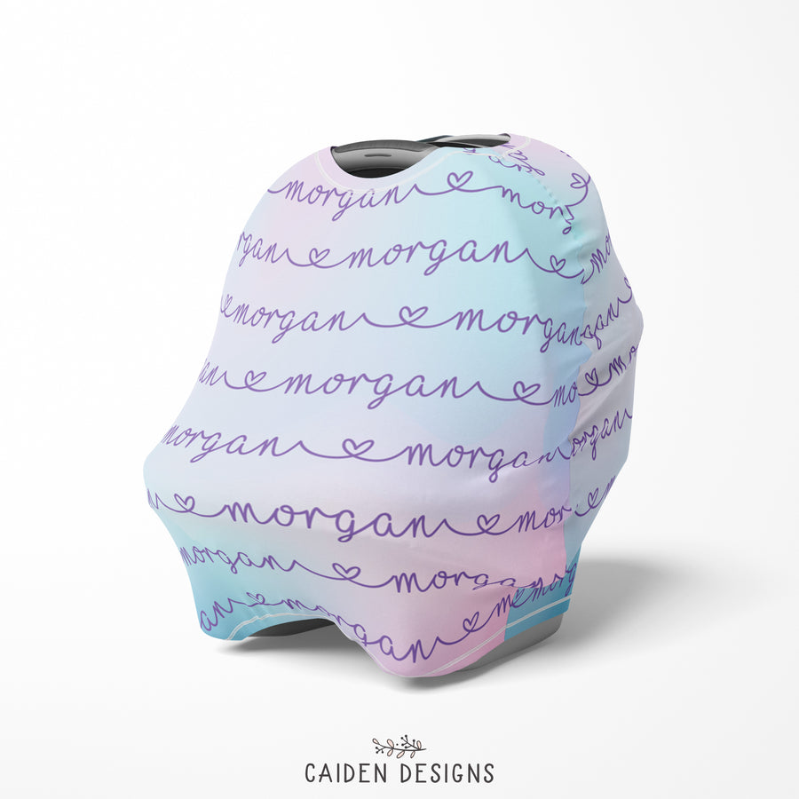 Pastel Rainbow Ombre Multi-Use Baby Car Seat Cover