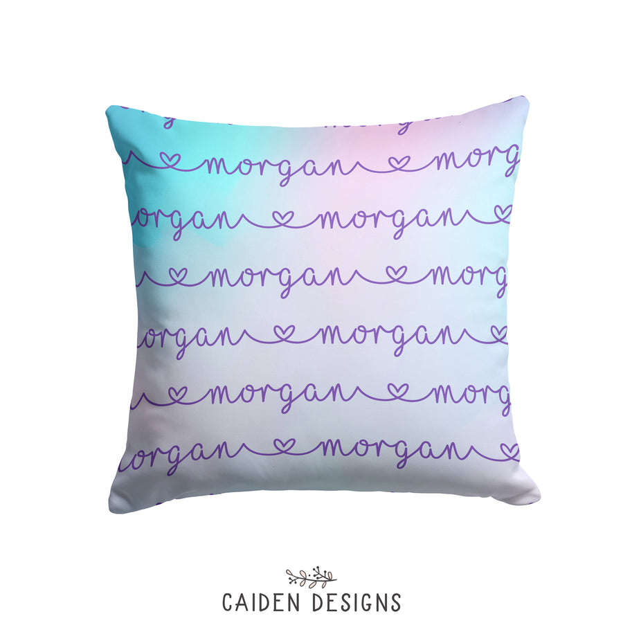 Pastel Rainbow Ombre Personalized Pillow
