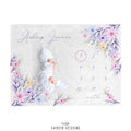 Pastel Watercolor Flowers Personalized Baby Milestone Blanket
