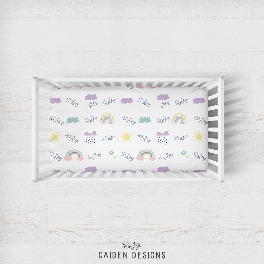 Scandinavian Rainbows Personalized Crib Sheet