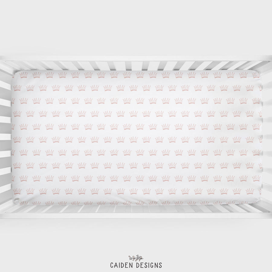 Pink Crowns Personalized Crib Sheet