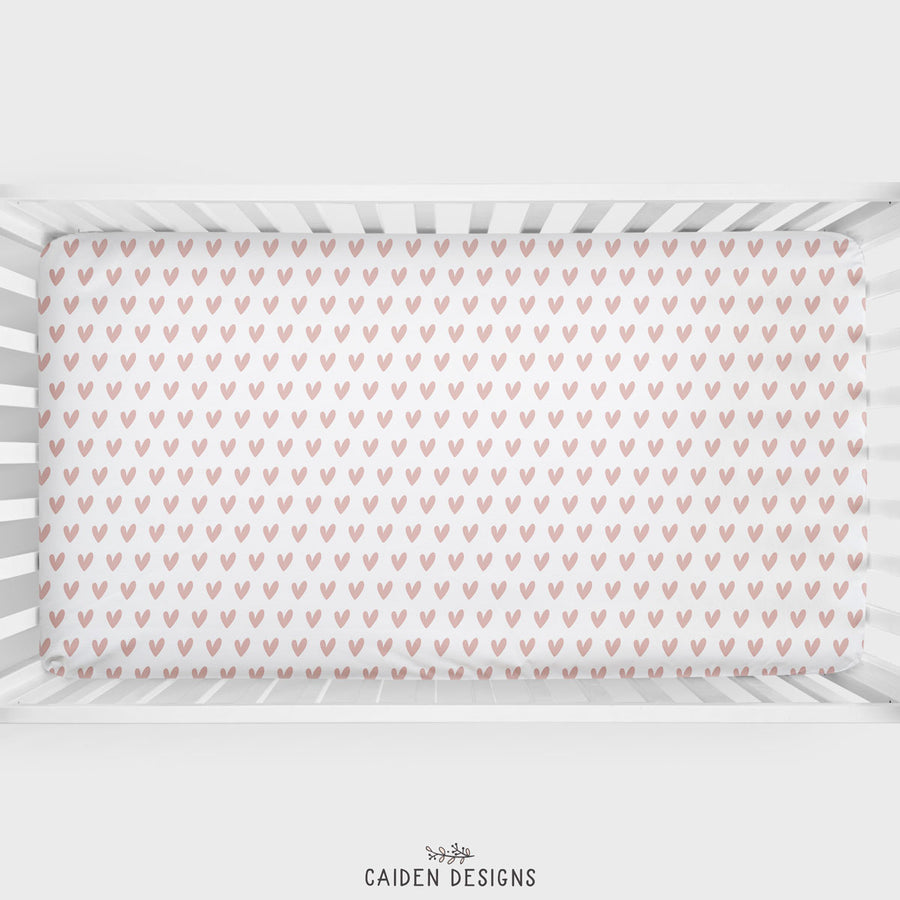 Pink Hearts Personalized Crib Sheet