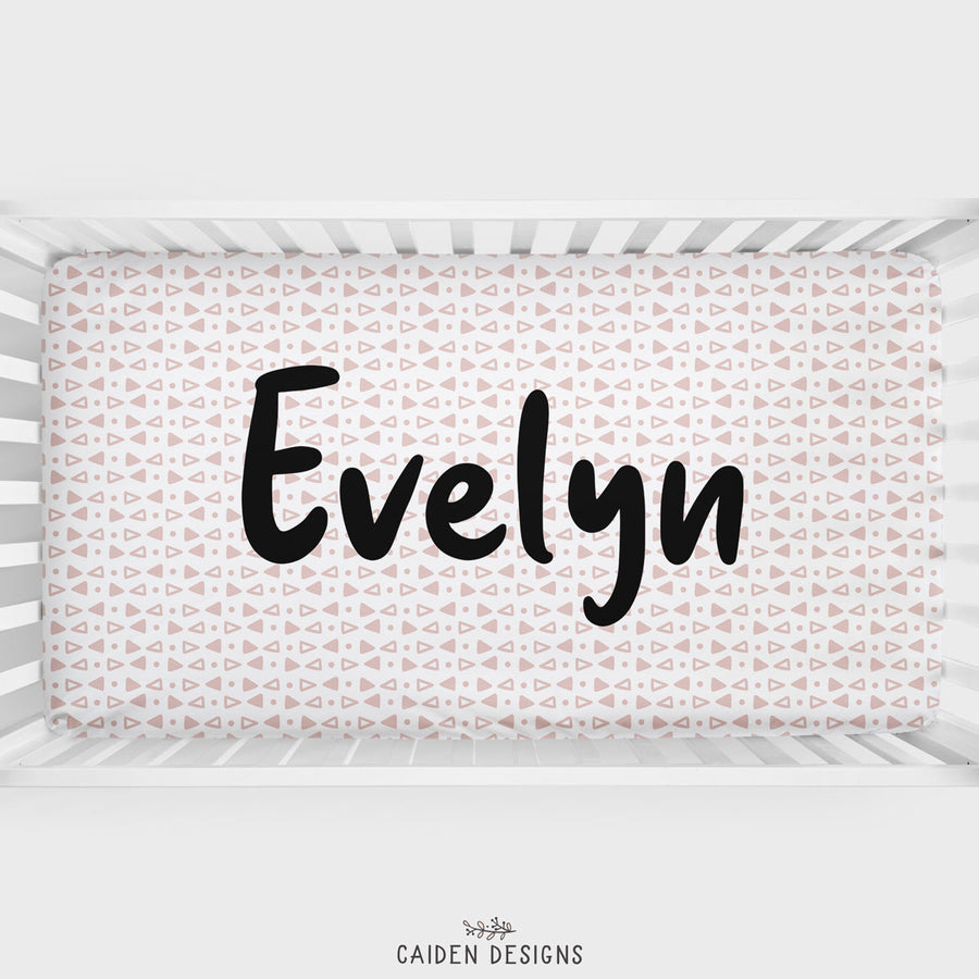 Pink Triangles Personalized Crib Sheet