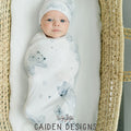Monochrome Watercolor Polar Bear Baby Swaddle Blanket