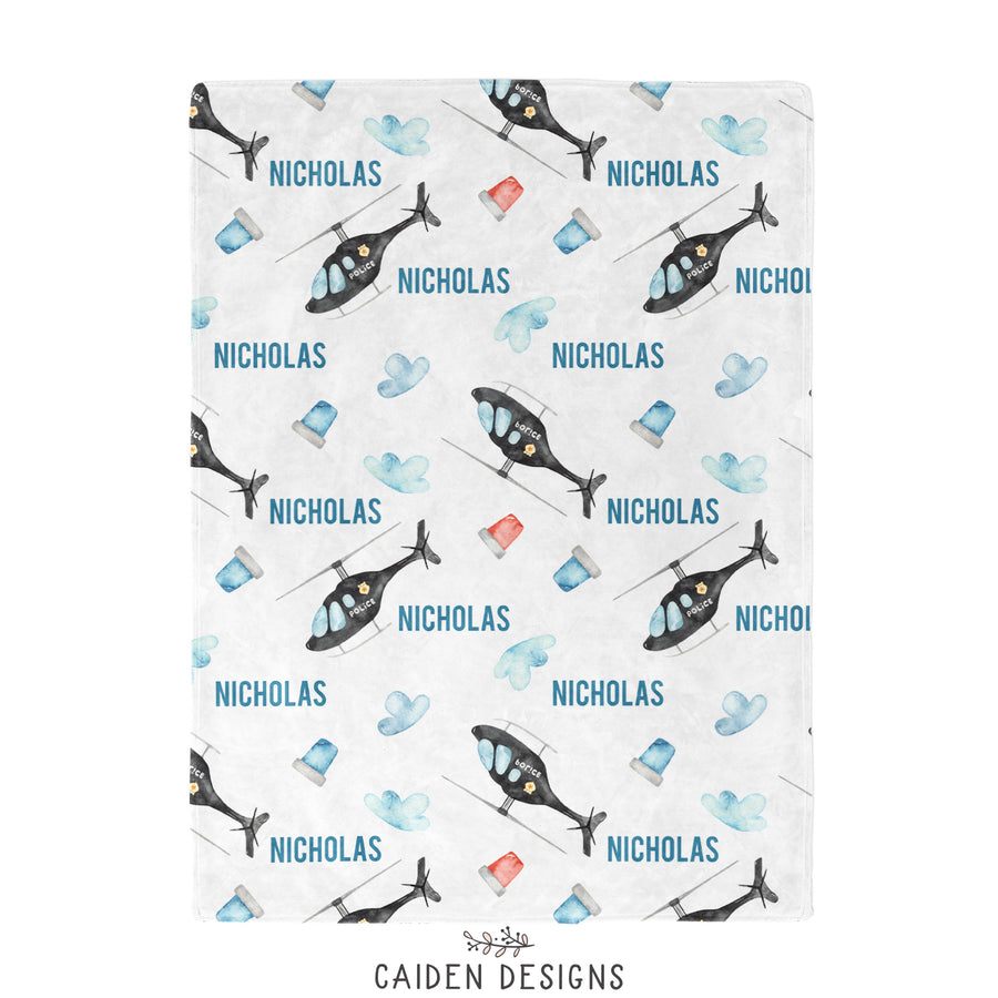 Police Helicopter Personalized Blanket