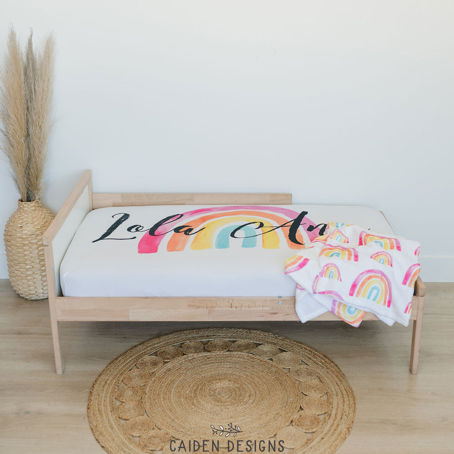 Rainbow Baby Personalized Crib Sheet