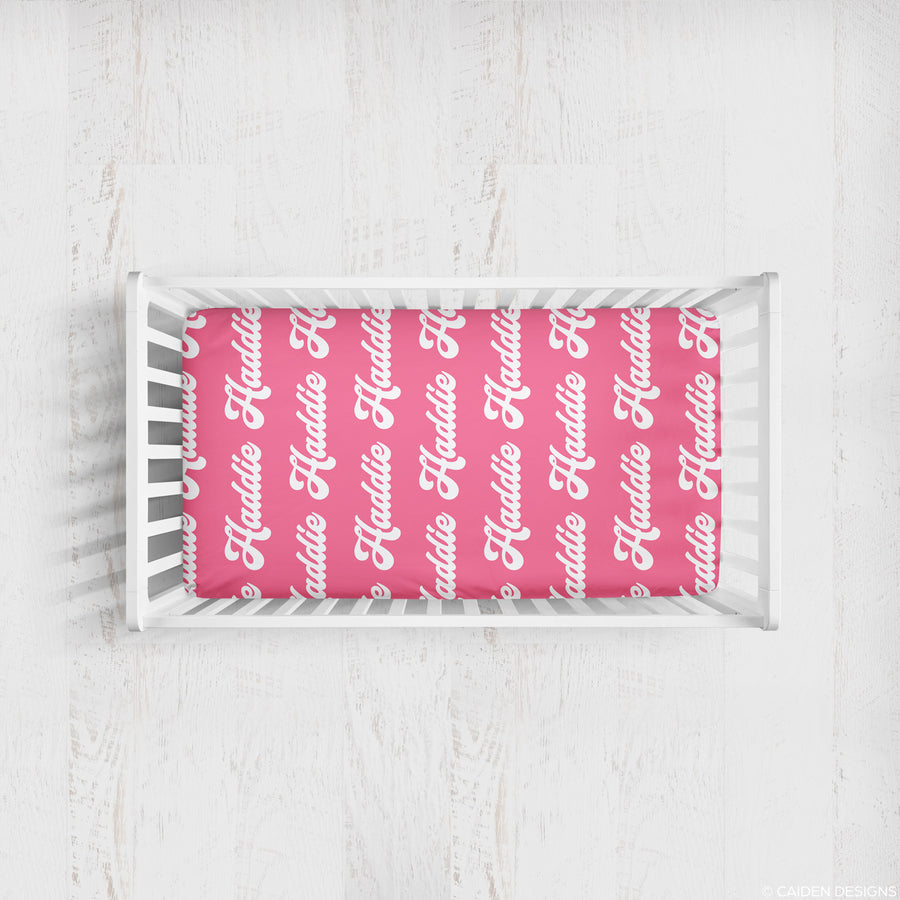 Retro Personalized Name Crib Sheet