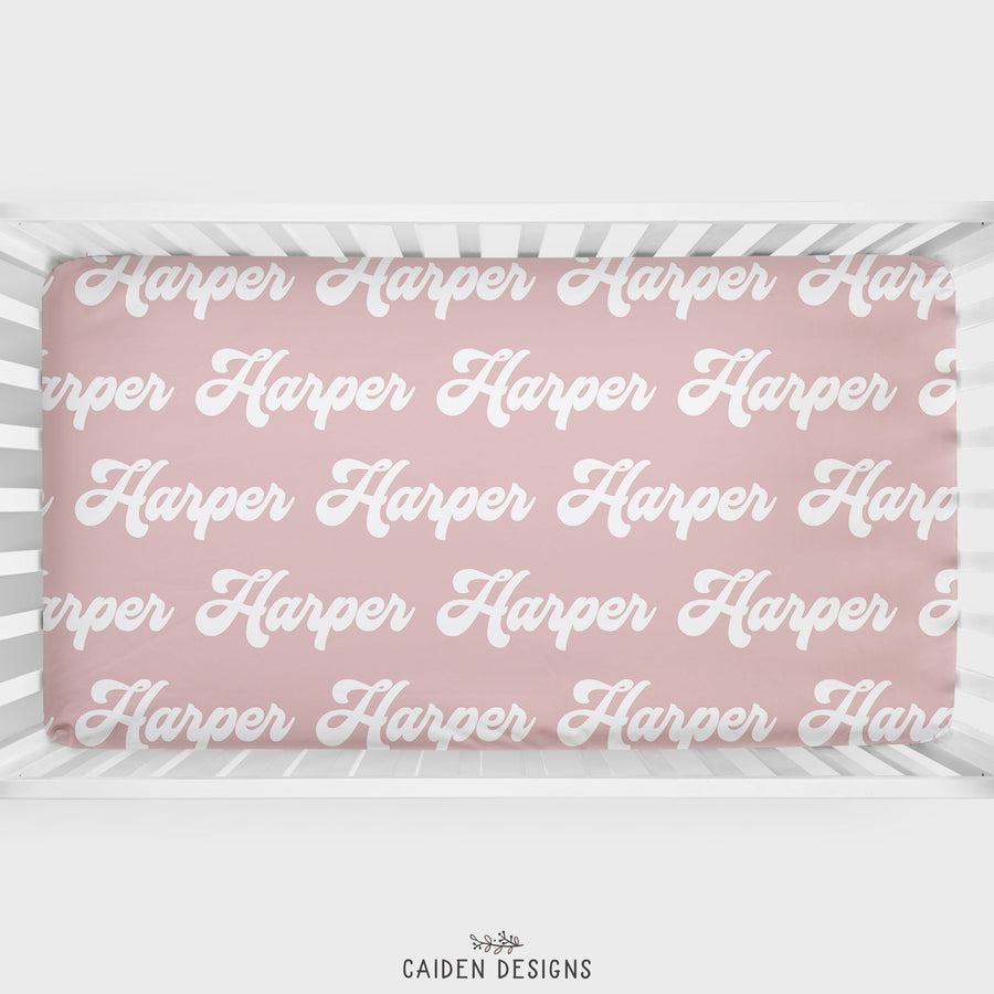 Retro Personalized Name Crib Sheet