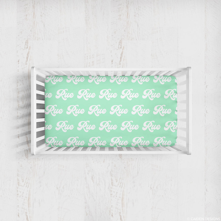 Retro Personalized Name Crib Sheet