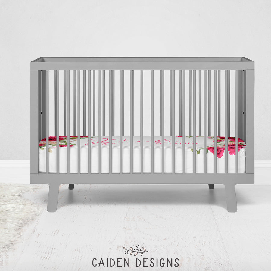Roses Personalized Crib Sheet