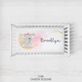 Rosey Elephant Personalized Large Name Crib Sheet