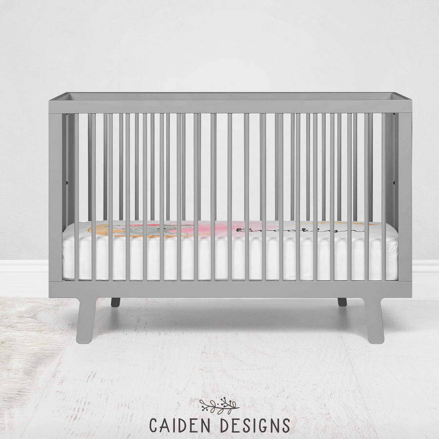 Rosey Elephant Personalized Large Name Crib Sheet