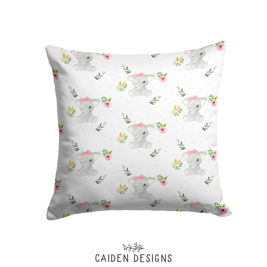 Rosey Elephant Personalized Pillow