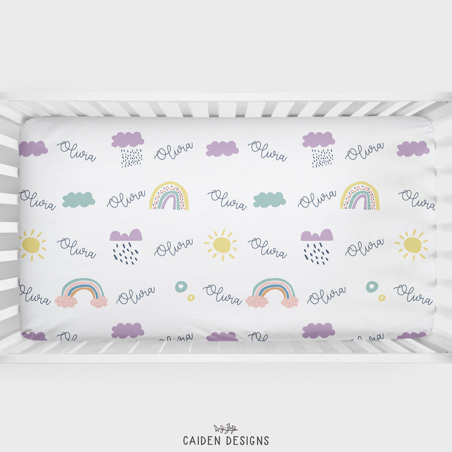 Scandinavian Rainbows Personalized Crib Sheet
