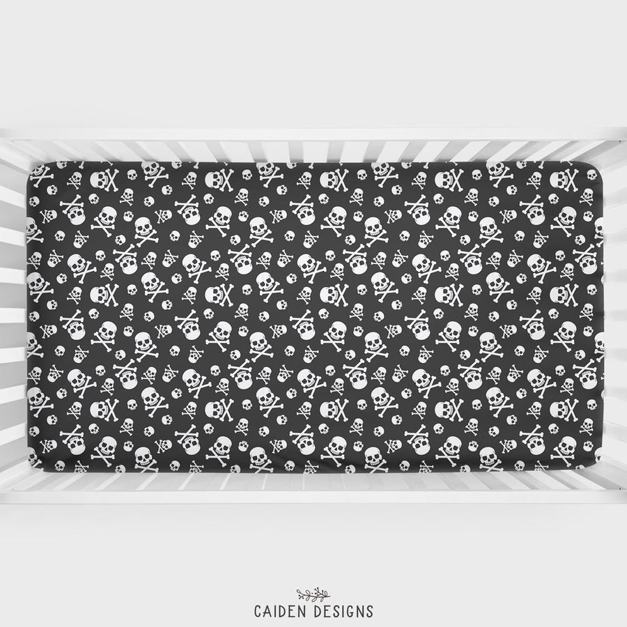 Skulls and Crossbones Personalized Crib Sheet