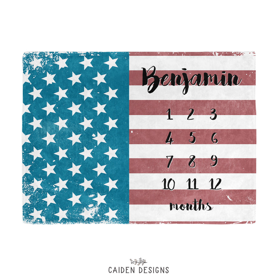 Americana Personalized Baby Milestone Blanket
