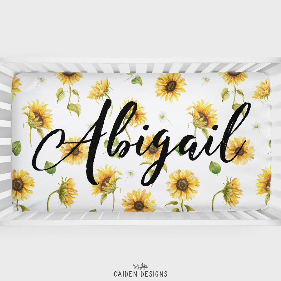 Sunflowers Personalized Crib Sheet