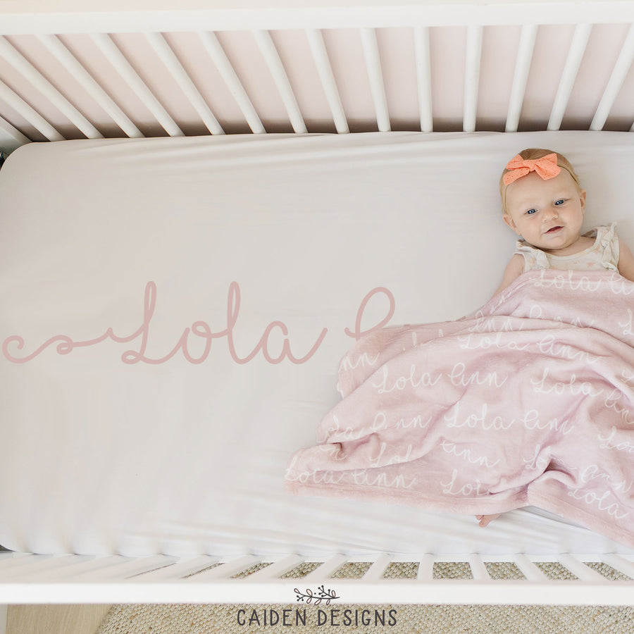 Swirly Name Personalized Crib Sheet