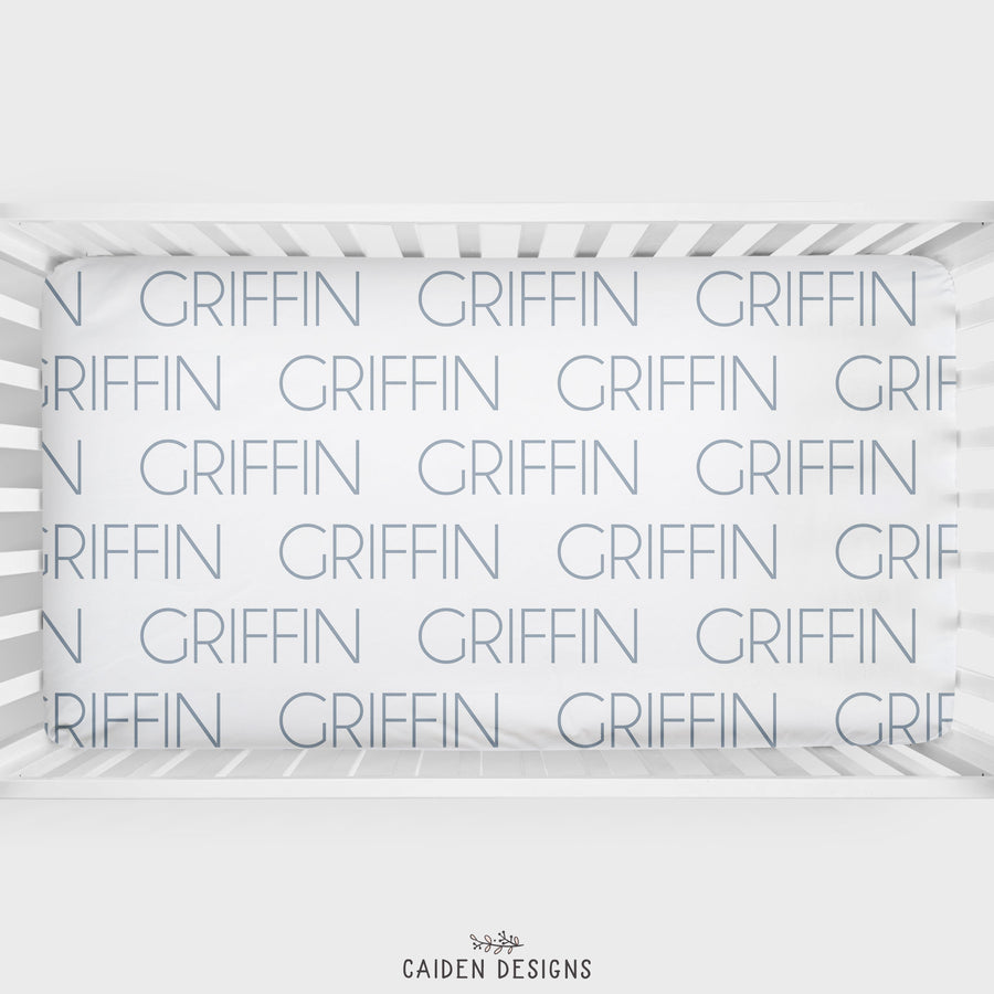 Thin Block Personalized Name Crib Sheet