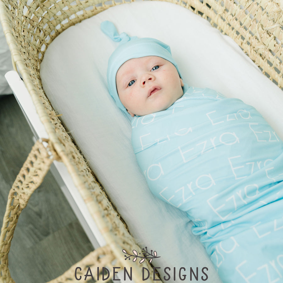Thin Block Personalized Name Baby Swaddle Blanket