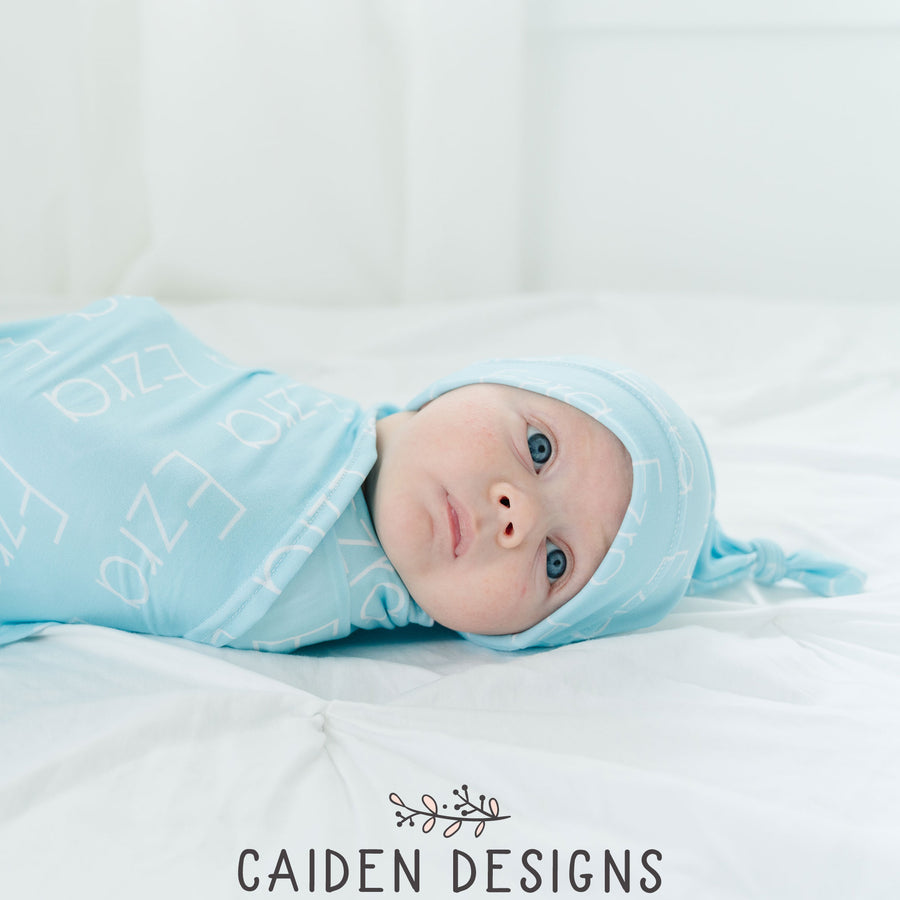 Thin Block Personalized Name Baby Swaddle Blanket