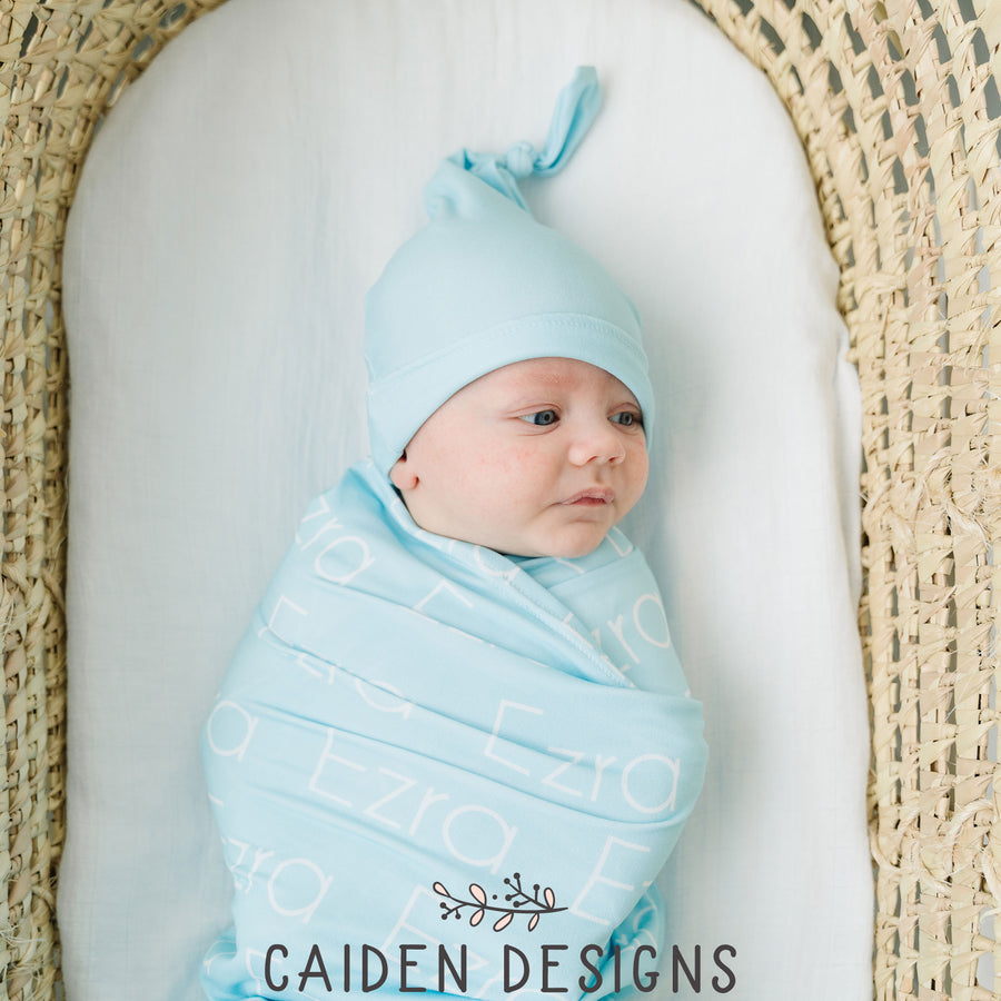 Thin Block Personalized Name Baby Swaddle Blanket