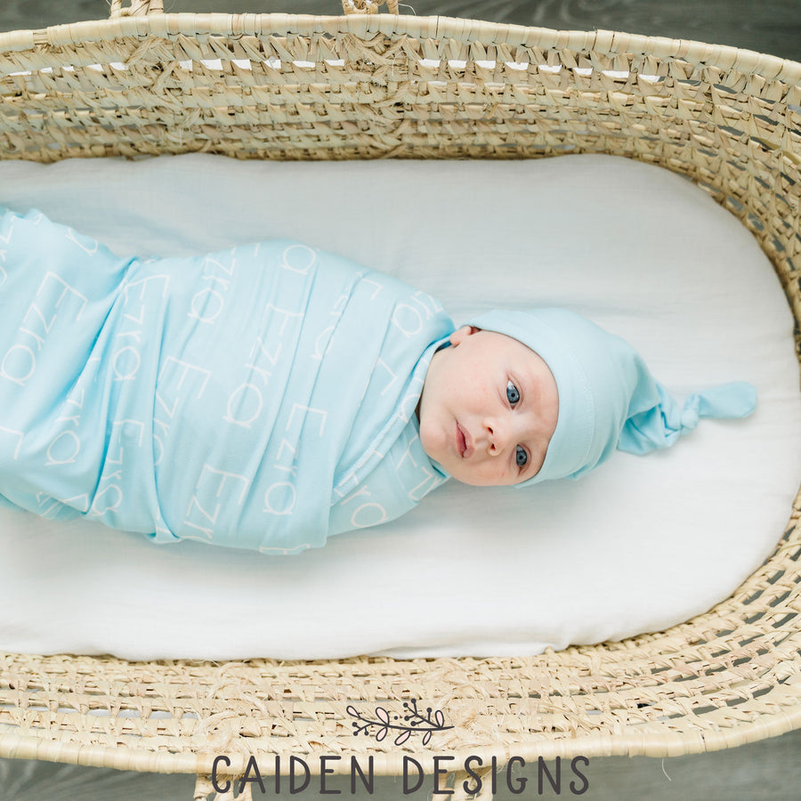 Thin Block Personalized Name Baby Swaddle Blanket