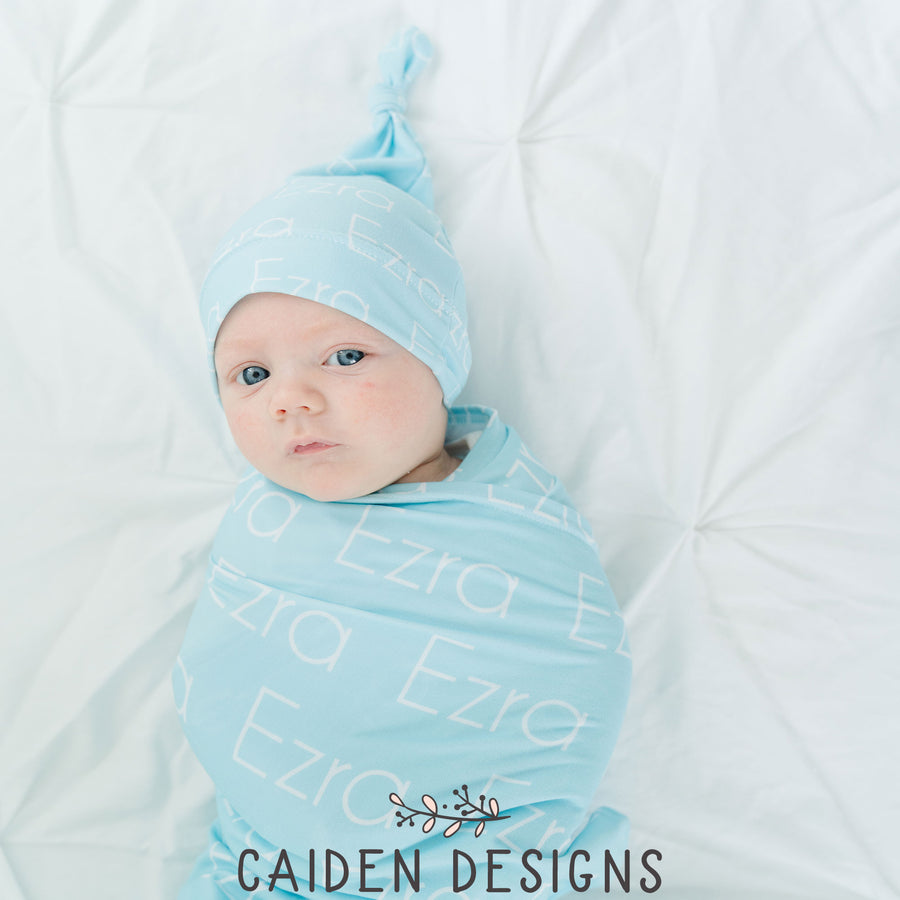 Thin Block Personalized Name Baby Swaddle Blanket