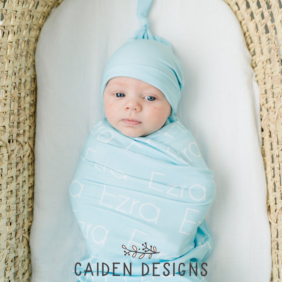 Thin Block Personalized Name Baby Swaddle Blanket